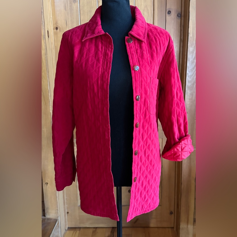 Talbots Quilted Utility Jacket Barn Chore Shacket Red (M/Petite) - Picture 16 of 17